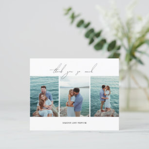 Cartão de Agradecimento de Casamento Preto e Branc