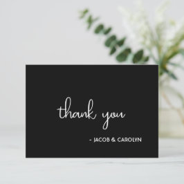 Cartão de Agradecimento de Casamento Preto e Branc