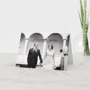 Cartão de Agradecimento de Casamento Preto e Branc