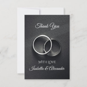 Cartão de Agradecimento de Casamento Preto Elegant