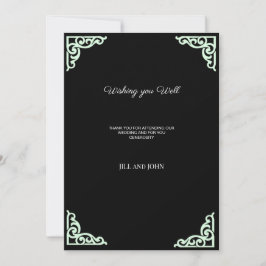 Cartão de Agradecimento de Casamento Preto Verde