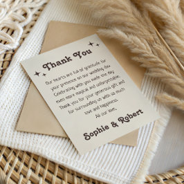 Cartão de Agradecimento de Casamento Retro Boho Mi