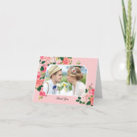 Cartão de Agradecimento de Casamento Rosas Vintage