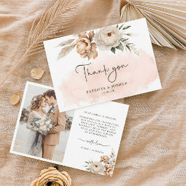 Cartão de Agradecimento de Casamento Rústico Boho