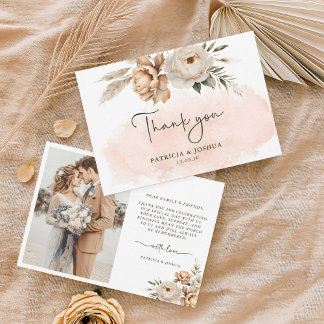 Cartão de Agradecimento de Casamento Rústico Boho