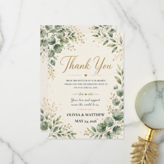 Cartão de Agradecimento de Casamento Sage Verde Eu