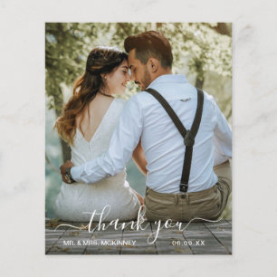 Cartão de Agradecimento de Casamento Simples com O