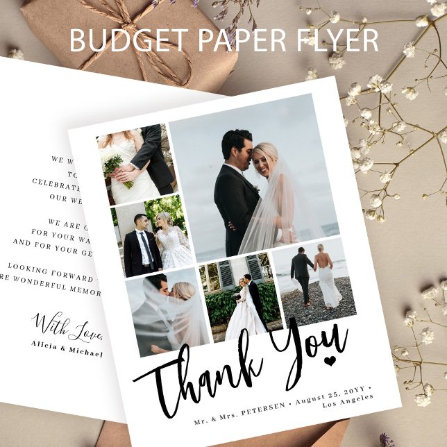 Cartão de agradecimento de casamento simples com v (Criador carregado)