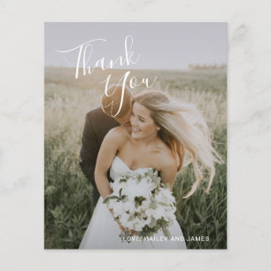 Cartão de agradecimento de casamento simples e ele