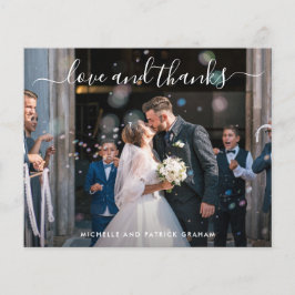 Cartão de Agradecimento de Casamento Simples e Mod