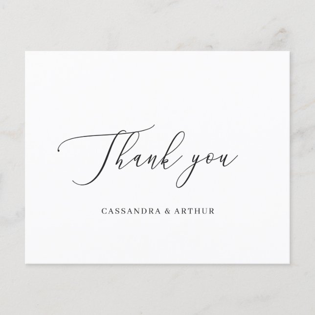 Cartão de Agradecimento de Casamento Simples Elega (Frente)