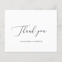 Cartão de Agradecimento de Casamento Simples Elega