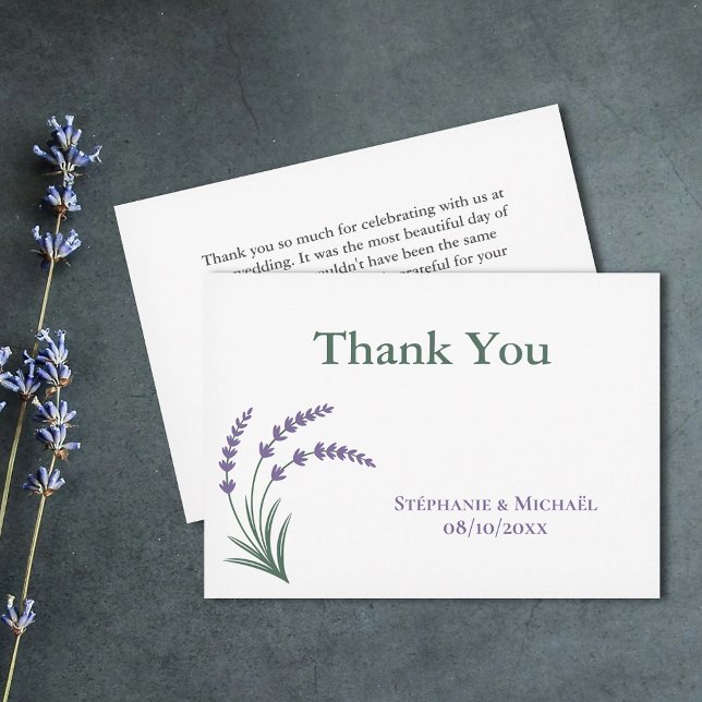 Cartão de Agradecimento de Casamento Simples Lavan (Simple Lavender Wedding Thank You Card)