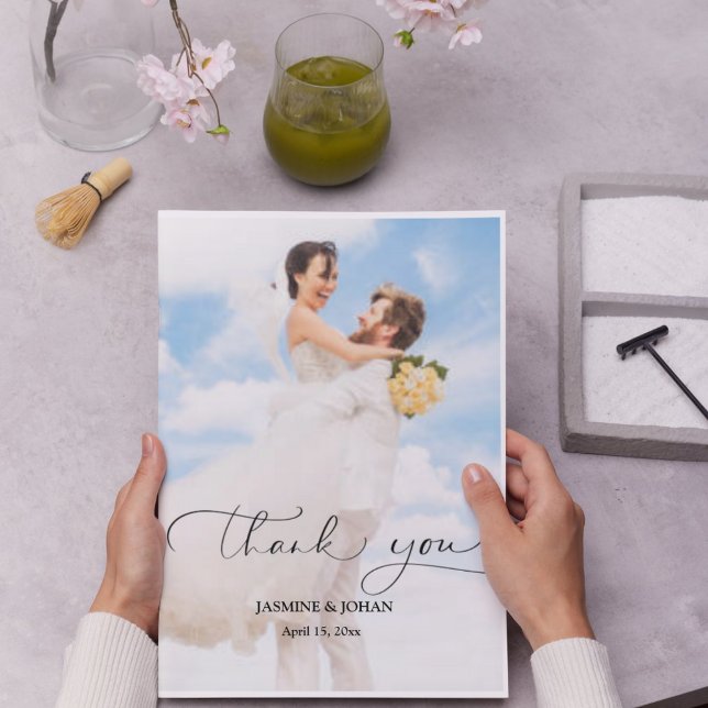 Cartão de Agradecimento de Casamento Simples Minim (Criador carregado)
