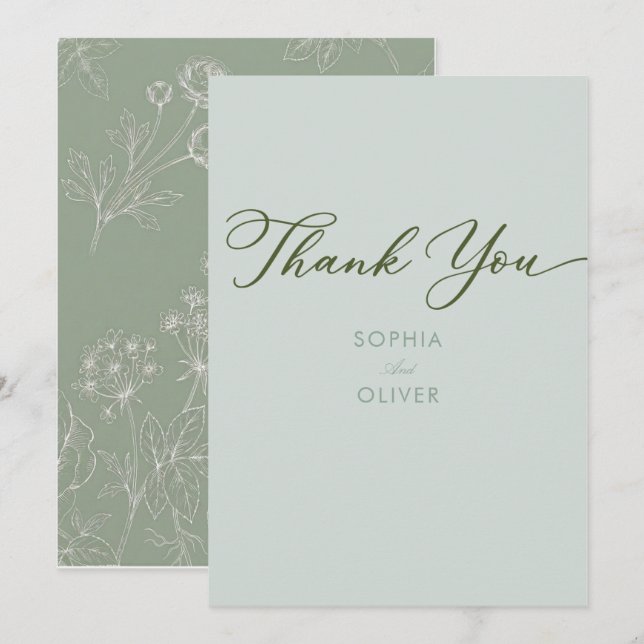 cartão de agradecimento de casamento simples minim (Frente/Verso)
