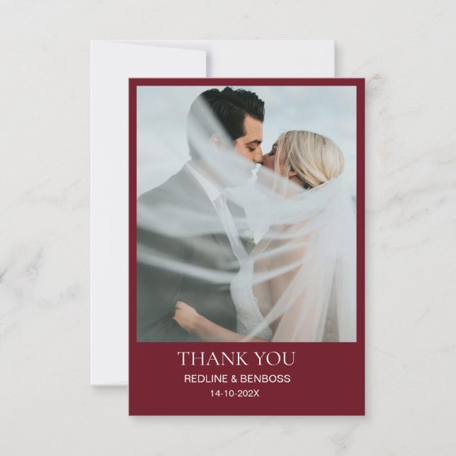 Cartão de agradecimento de casamento simples moder (Frente)