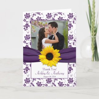 Cartão de Agradecimento de Casamento Sunflower Vio