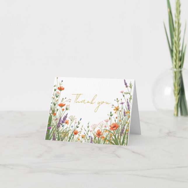 Cartão de Agradecimento de Casamento The Wildflowe (Frente)