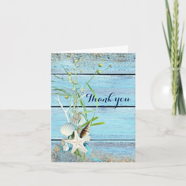 Cartão de Agradecimento de Casamento Tropical Blue (Frente)