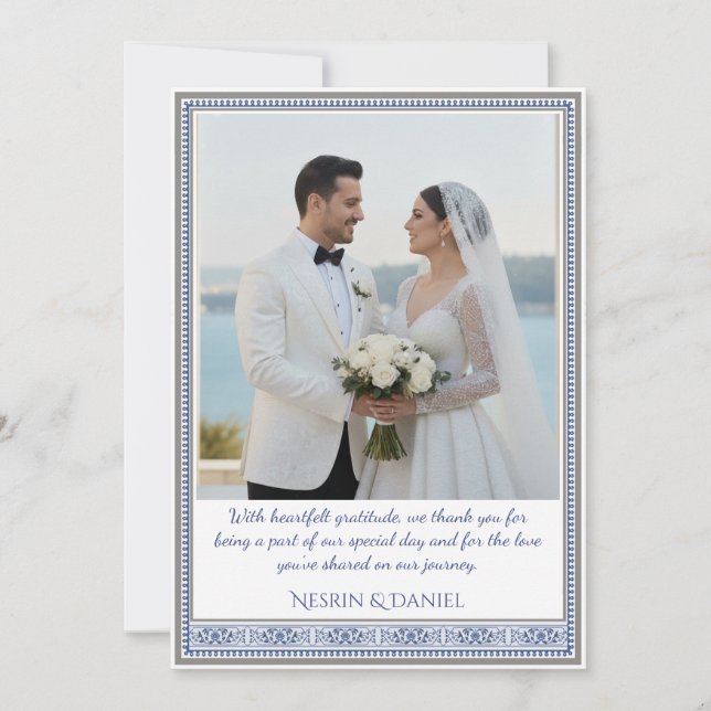 Cartão de Agradecimento de Casamento Turco Real (Frente)