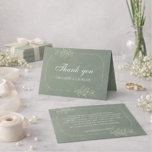 Cartão de Agradecimento de Casamento Verde Elegant