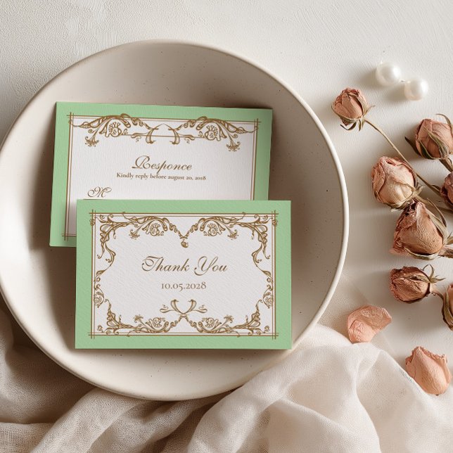 Cartão de Agradecimento de Casamento Verde Menta B (Criador carregado)