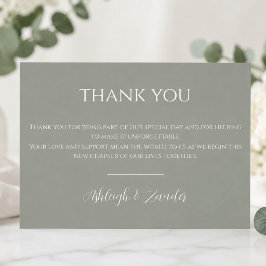 Cartão de Agradecimento de Casamento Verde Sage