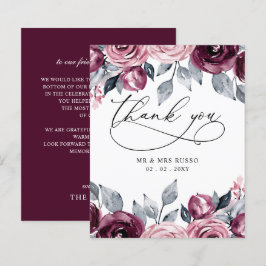 Cartão de Agradecimento de Casamento Vermelho Rosa