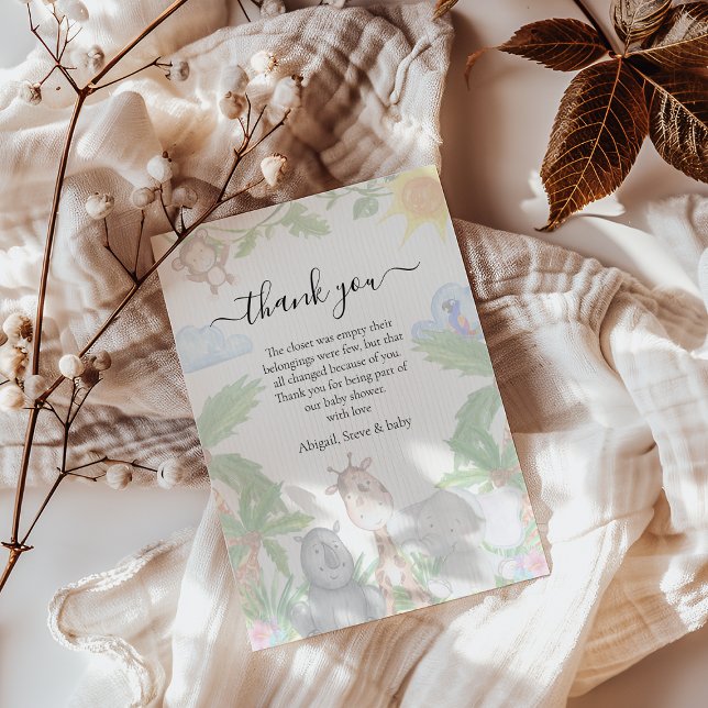 Cartão de Agradecimento de Chá de Bebê Safari Wild (Criador carregado)