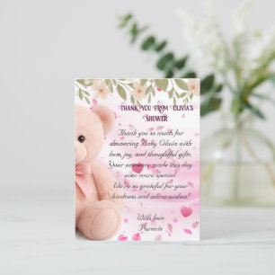 Cartão de agradecimento de chá de bebê Urso Teddy 