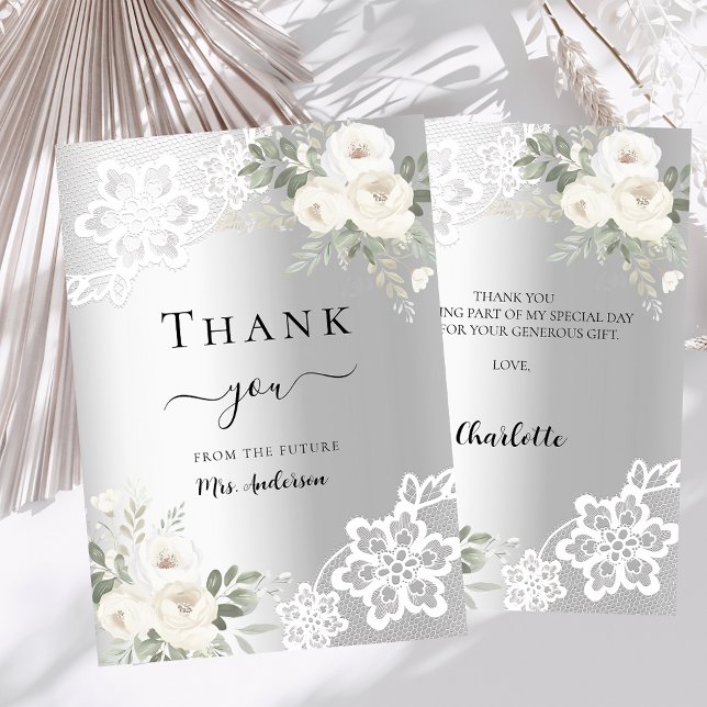 Cartão de agradecimento de chá de noiva com renda  (Criador carregado)