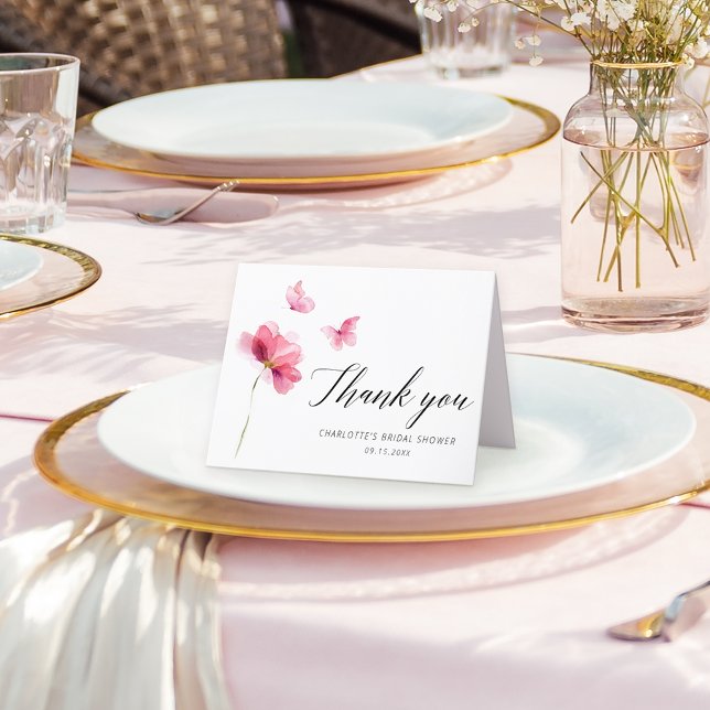 Cartão de Agradecimento de Chá de Noiva Rosa Flora (Criador carregado)