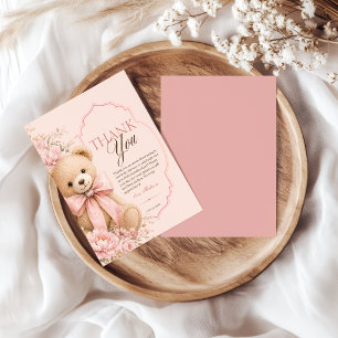 Cartão de Agradecimento de Chás de Bebê Urso Teddy