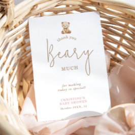 Cartão de Agradecimento de Chuvada de Bebê Urso Te