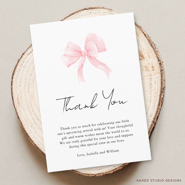 Cartão de Agradecimento de Chuveiro de Bebê com La (The front of the card is shown in 3.5 x 5 in. with square corner. Choose size, paper + corner style.)