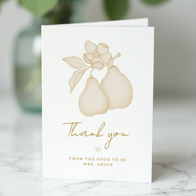 Cartão de Agradecimento de Chuveiro de Noiva Pérol (Simple Thank You Card)