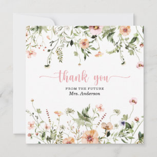 Cartão de Agradecimento de Chuveiro de Noiva Rosa 