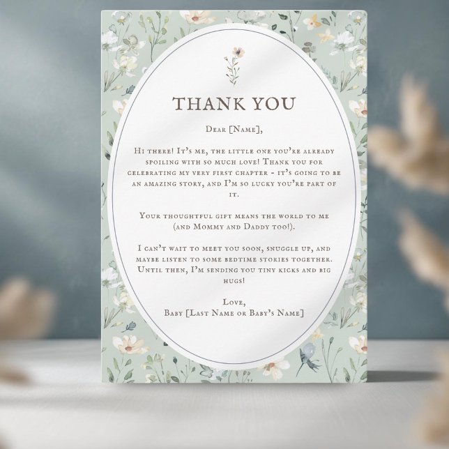 Cartão de Agradecimento de Chuvinha de Bebê Aquare (Criador carregado)