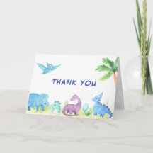 Cartão de Agradecimento de Chuvinha de Bebê Dinoss
