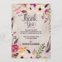 Cartão de Agradecimento de Chuvinha de Bebê Floral