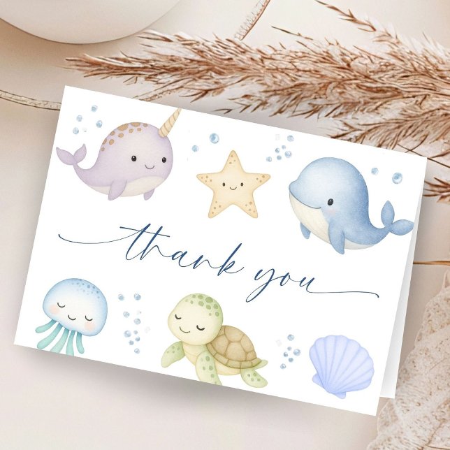 Cartão de Agradecimento de Chuvinha de Bebê Sob o  (Criador carregado)