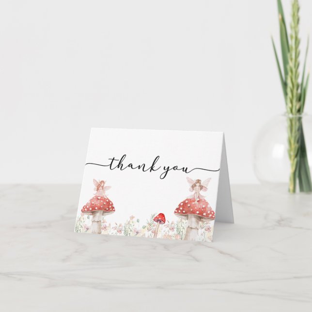 Cartão de agradecimento de cogumelo de fada da flo (Frente)