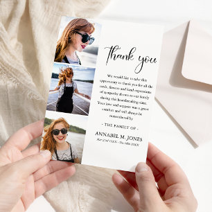 Cartão de Agradecimento de Condolências com 3 Foto