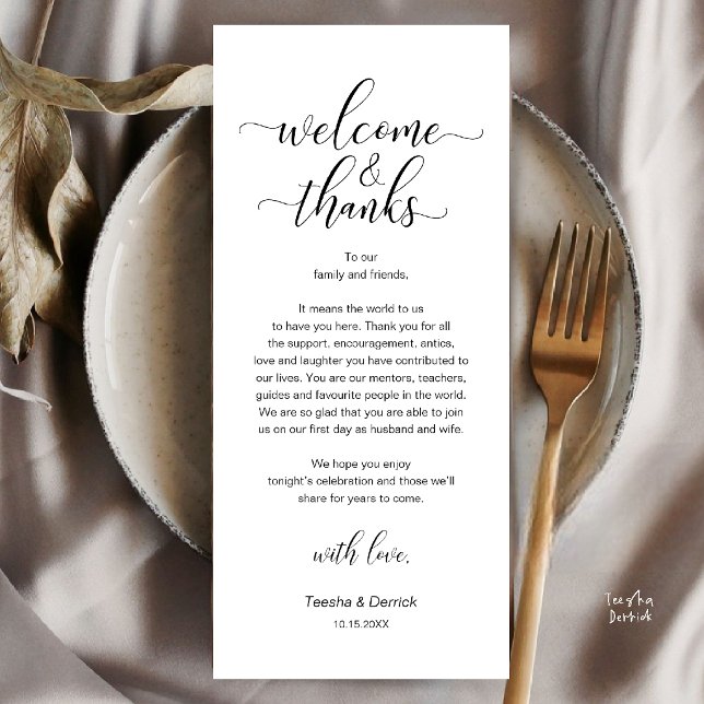 Cartão de Agradecimento de Configuração de Local d (Wedding Dinner Place Setting Thank You Card in Black and White)
