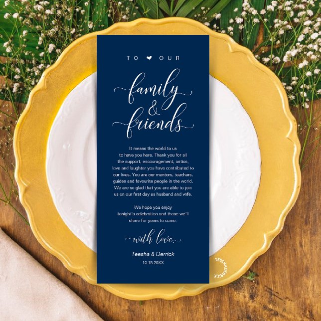 Cartão de Agradecimento de Configuração de Local d (Navy Blue Wedding Place Setting Thank You Card, Dinner Lunch Brunch Party Celebration)