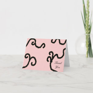 Cartão de Agradecimento de Contas Rosa e Preto Ele