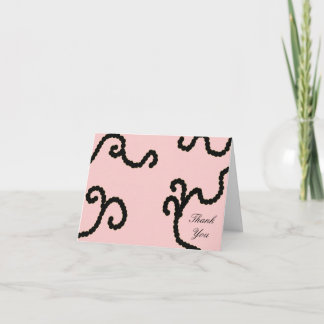Cartão de Agradecimento de Contas Rosa e Preto Ele