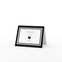 Cartão de agradecimento de coração moderno - preto