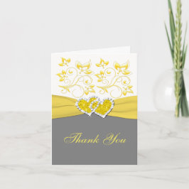 Cartão de Agradecimento de Corações Unidos Amarelo