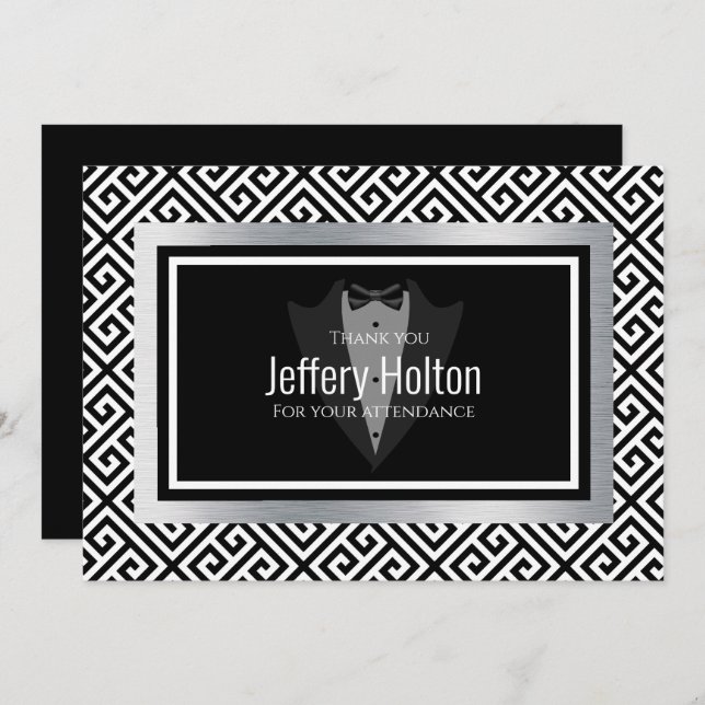 Cartão de agradecimento de despedida de solteiro p (Frente/Verso)